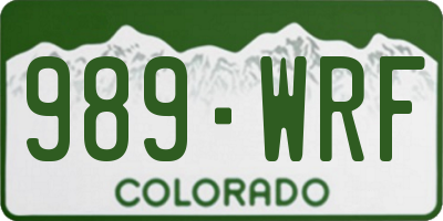CO license plate 989WRF