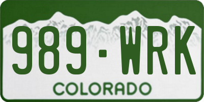 CO license plate 989WRK