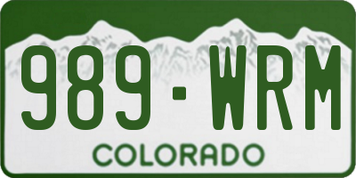 CO license plate 989WRM