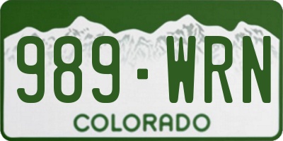 CO license plate 989WRN