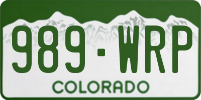CO license plate 989WRP