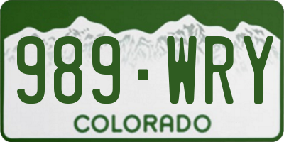 CO license plate 989WRY