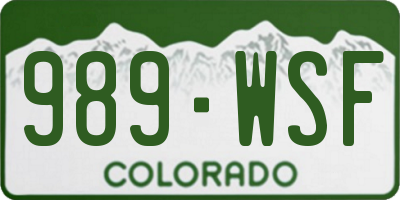 CO license plate 989WSF