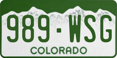 CO license plate 989WSG