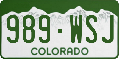 CO license plate 989WSJ