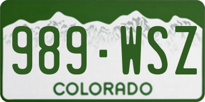 CO license plate 989WSZ