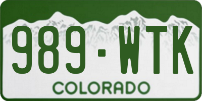 CO license plate 989WTK
