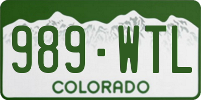 CO license plate 989WTL