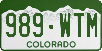 CO license plate 989WTM