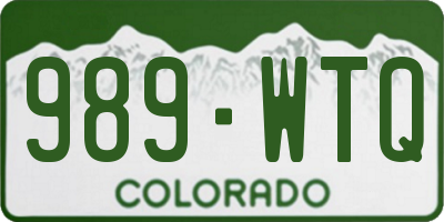 CO license plate 989WTQ