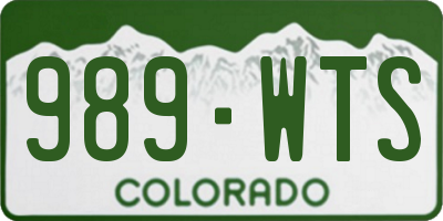 CO license plate 989WTS