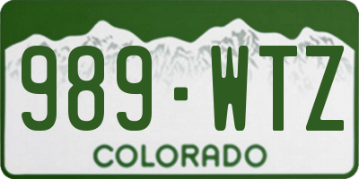 CO license plate 989WTZ