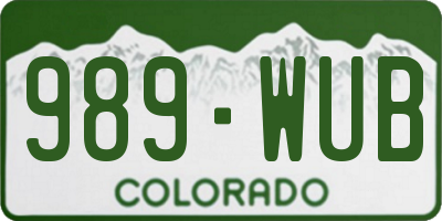 CO license plate 989WUB