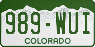 CO license plate 989WUI