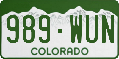 CO license plate 989WUN