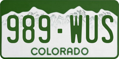 CO license plate 989WUS