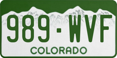 CO license plate 989WVF