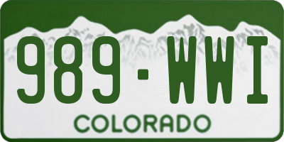 CO license plate 989WWI