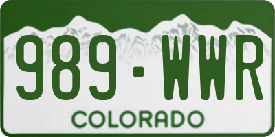 CO license plate 989WWR