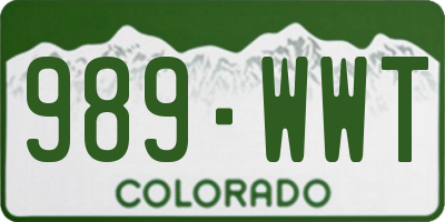 CO license plate 989WWT