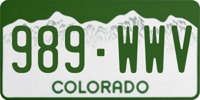 CO license plate 989WWV