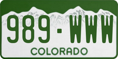 CO license plate 989WWW