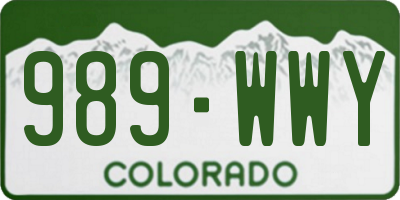 CO license plate 989WWY