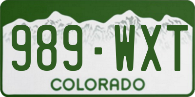 CO license plate 989WXT