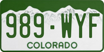 CO license plate 989WYF