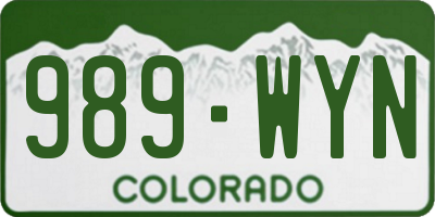 CO license plate 989WYN