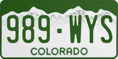 CO license plate 989WYS