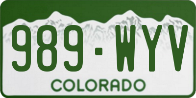 CO license plate 989WYV