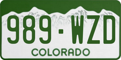 CO license plate 989WZD