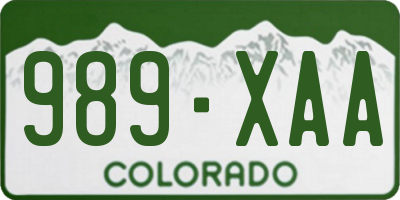 CO license plate 989XAA