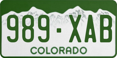 CO license plate 989XAB