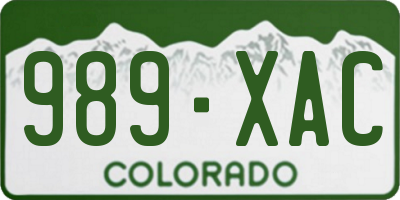 CO license plate 989XAC