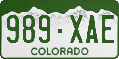 CO license plate 989XAE
