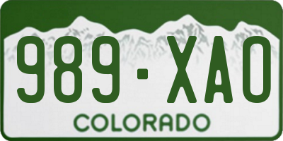 CO license plate 989XAO