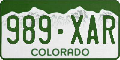 CO license plate 989XAR
