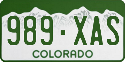 CO license plate 989XAS