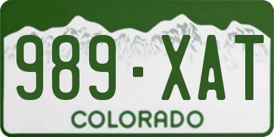 CO license plate 989XAT