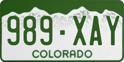CO license plate 989XAY