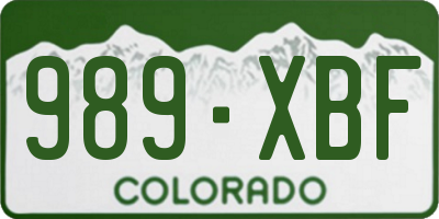 CO license plate 989XBF