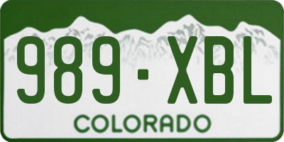 CO license plate 989XBL