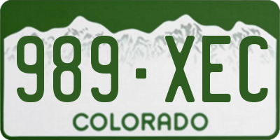 CO license plate 989XEC