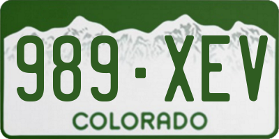 CO license plate 989XEV
