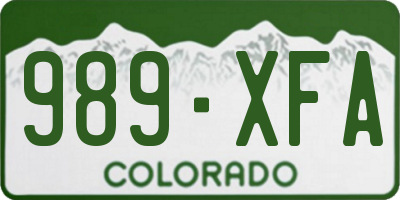 CO license plate 989XFA