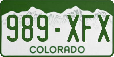 CO license plate 989XFX