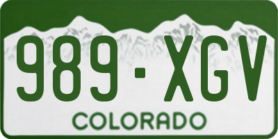 CO license plate 989XGV