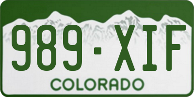 CO license plate 989XIF